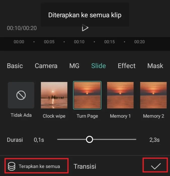 Menambahkan Efek dan Filter di tutorial mengedit video langsung di apk live colmex tsai