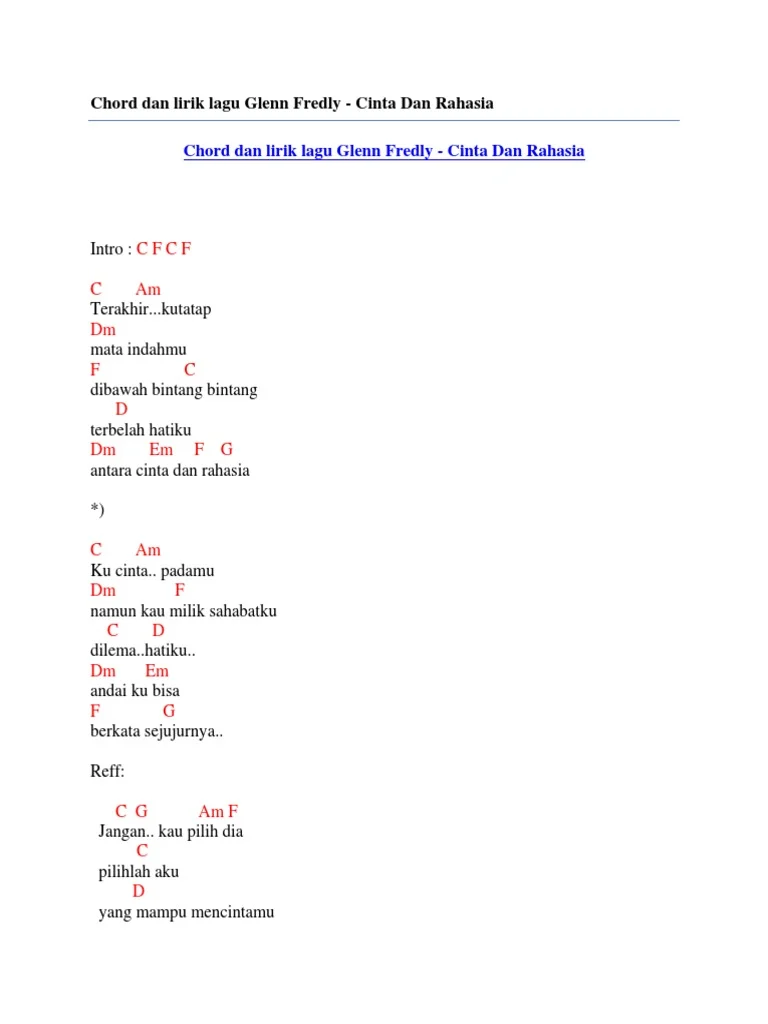 Perbandingan Chord Antara Dua Lagu Cinta Populer