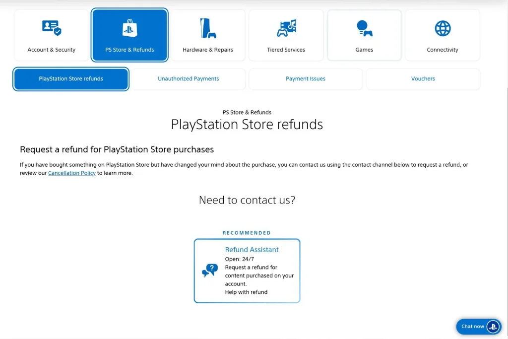 Proses refund di PlayStation Store
